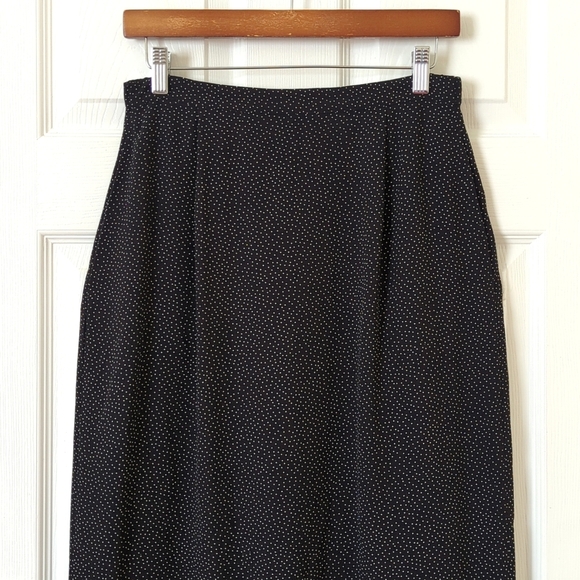 Pendleton Y2K Vintage Spotted High Waisted Side Slit Midi Skirt Black White 10 - Picture 2 of 12